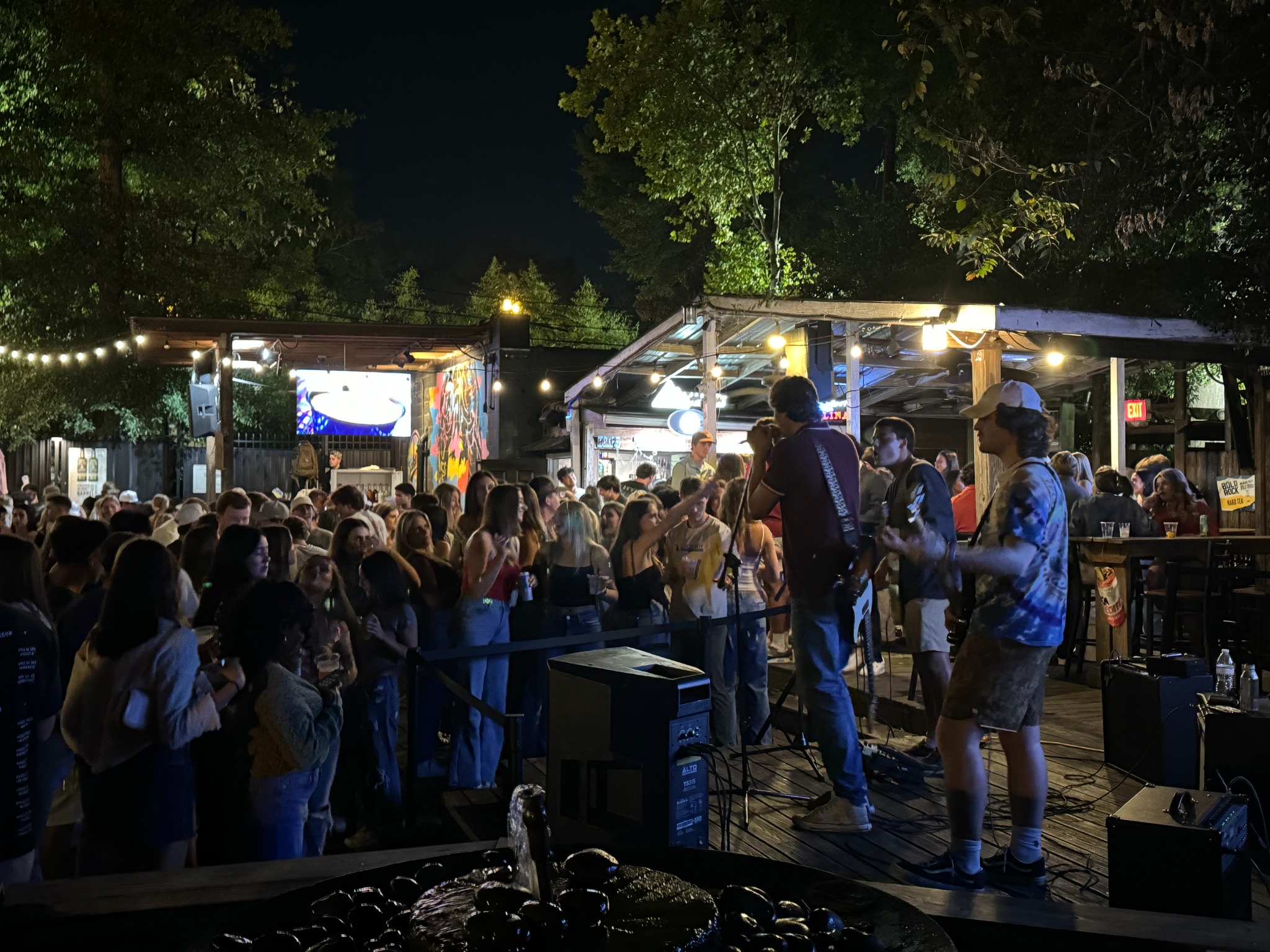 Live band performing to a crowd
